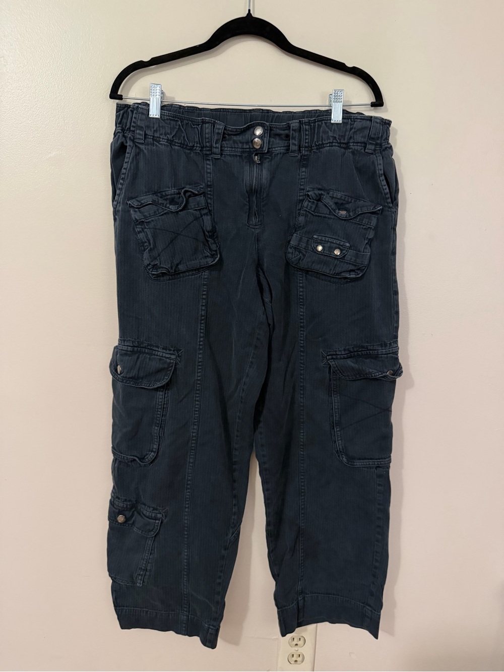 Free People Navy Washed Cargo size 12- short length